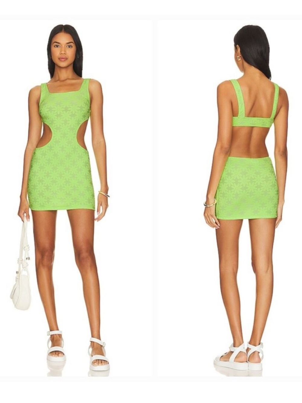 Lovers and Friends Neon Lime Cutout In My Moment Mini Dress Small NWT